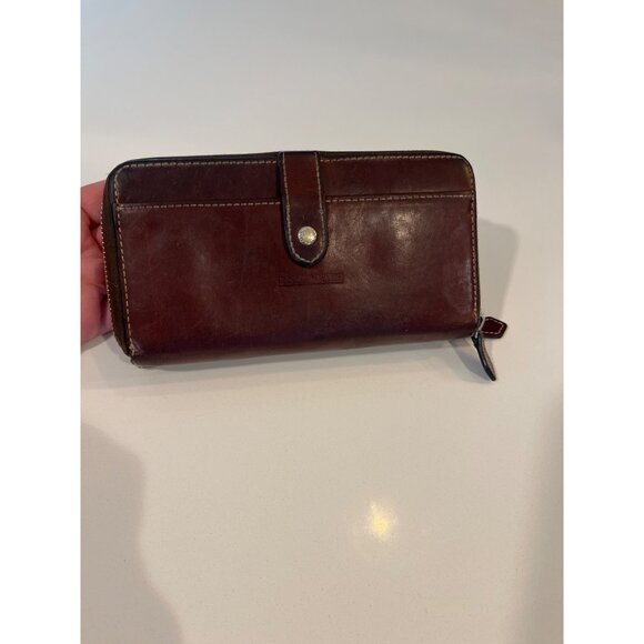 Dooney & Bourke Brown Leather Double-Zip Wallet With Snap Closure For Women - Picture 1 of 9